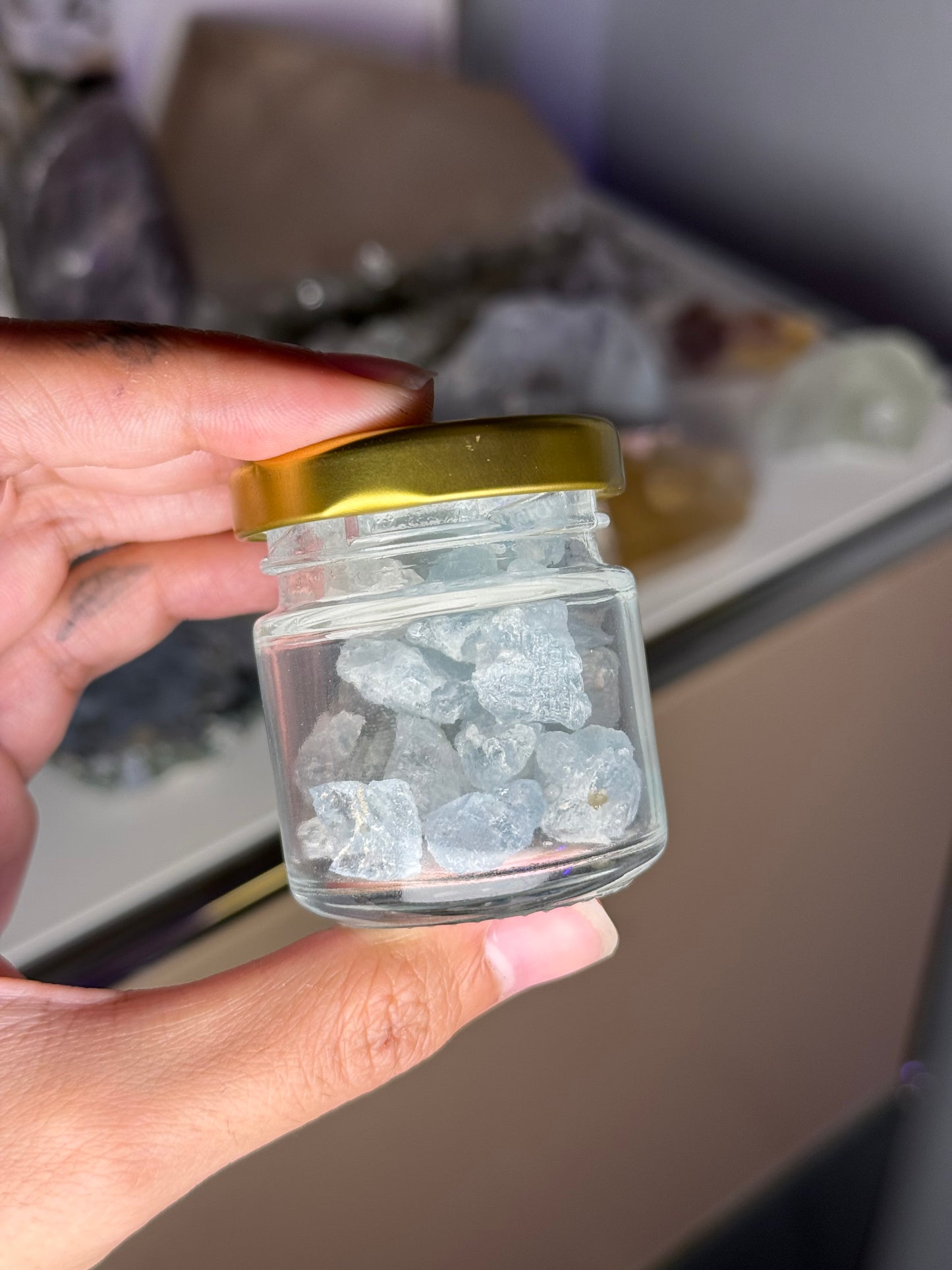 Etched Aquamarine Jar