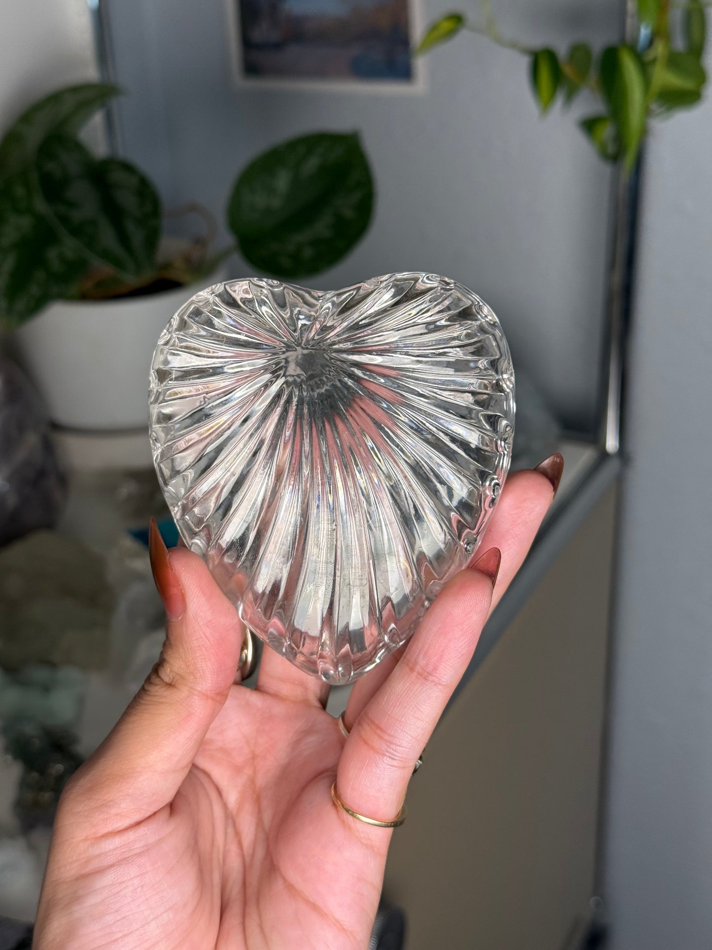 Glass Heart Trinket Dish