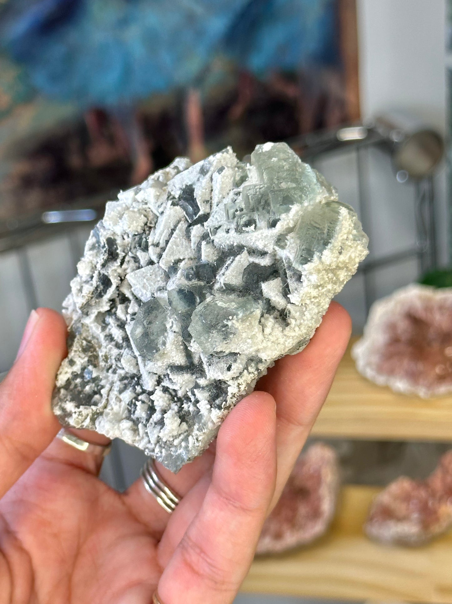 quartz-coated stepped fluorite specimen