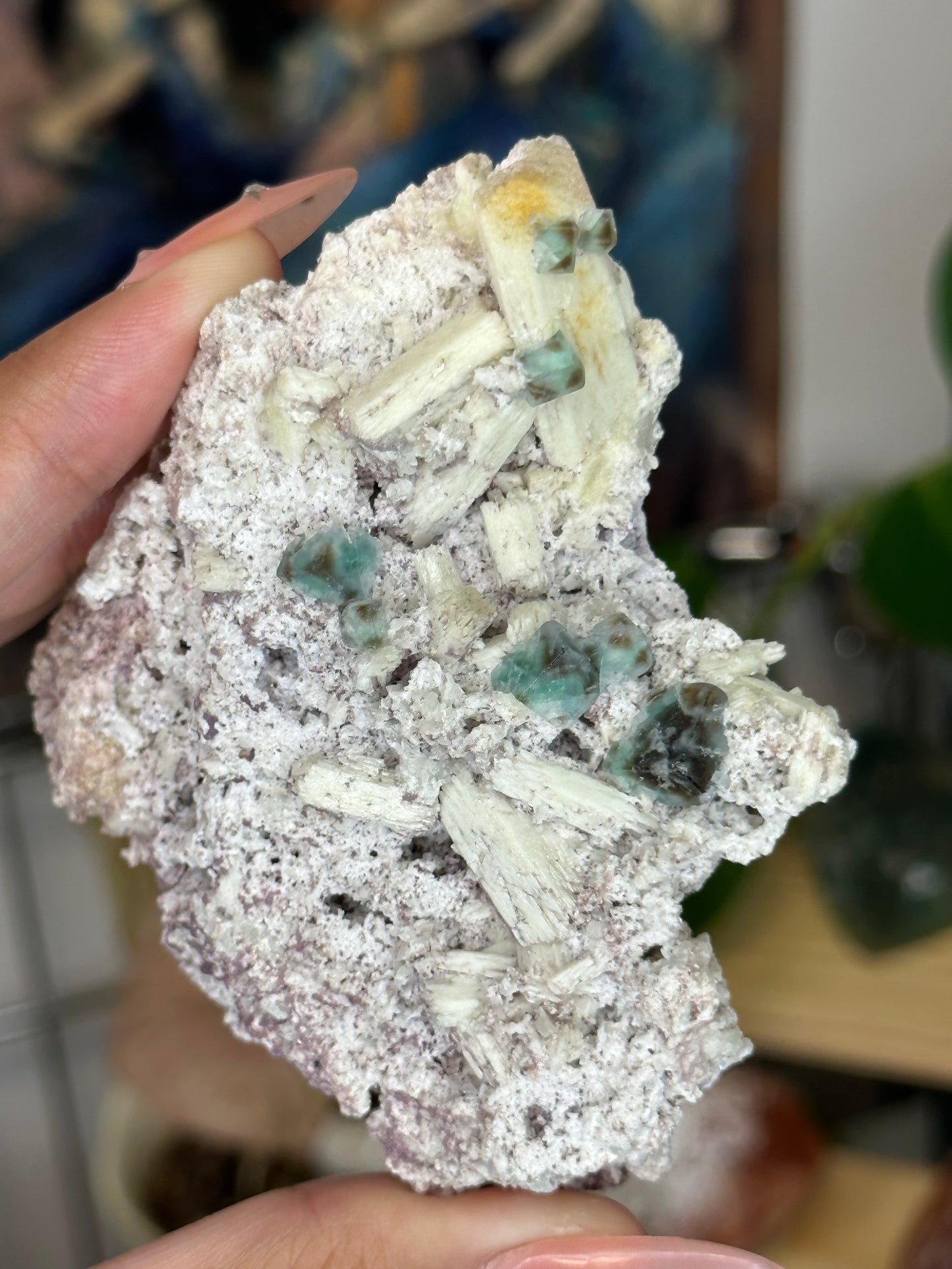 Green Fluorite on Orthoclase