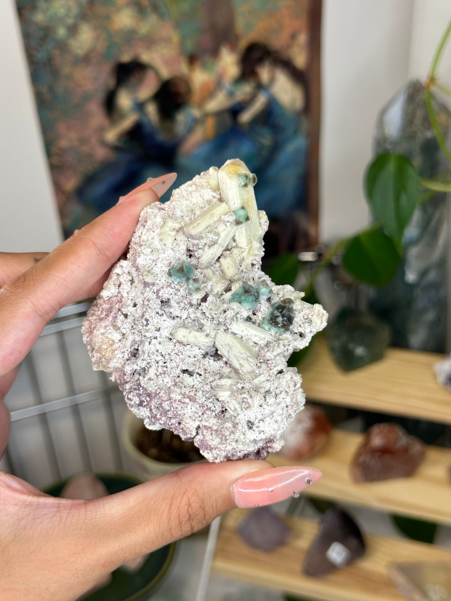 Green Fluorite on Orthoclase