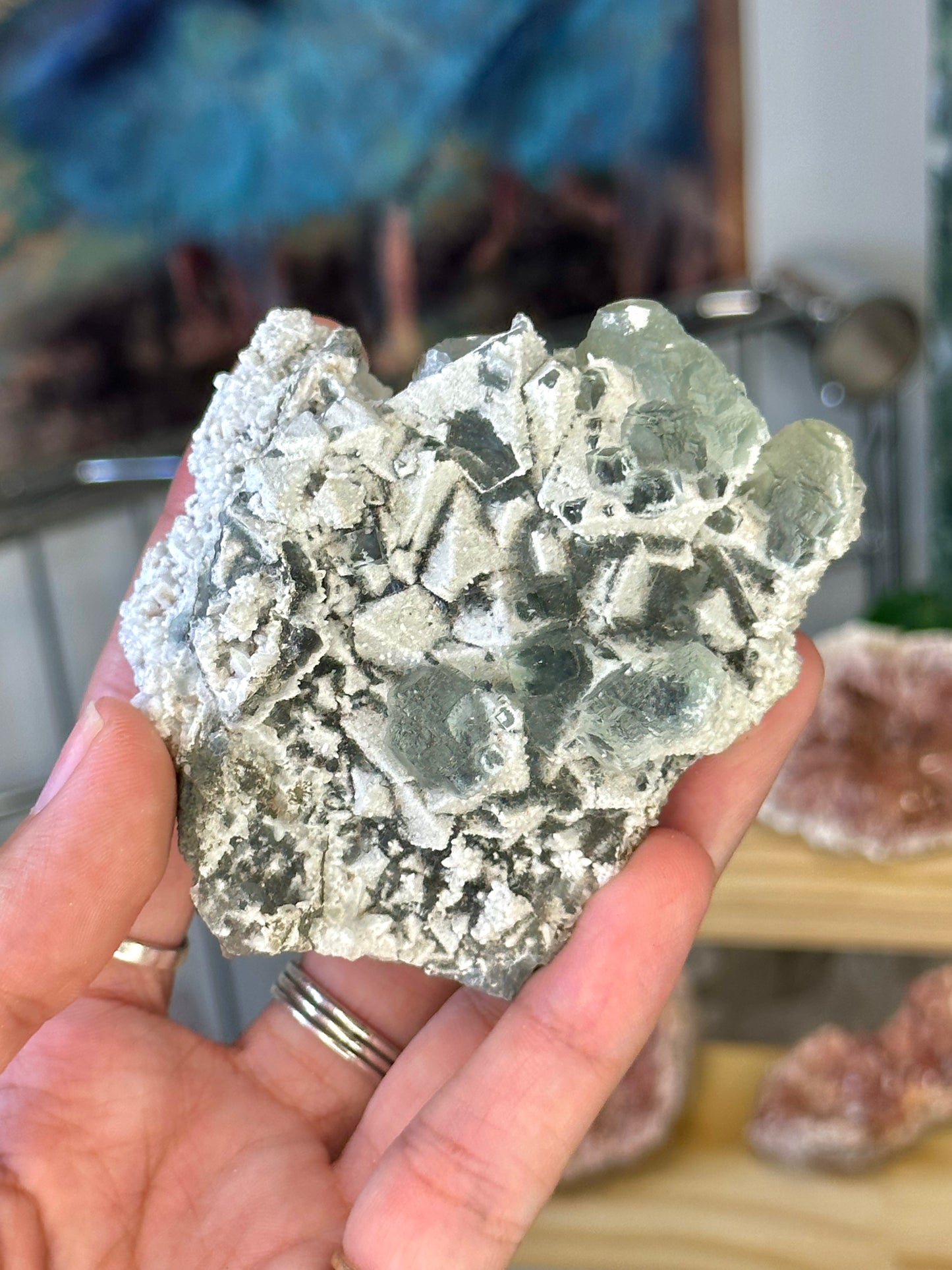 quartz-coated stepped fluorite specimen