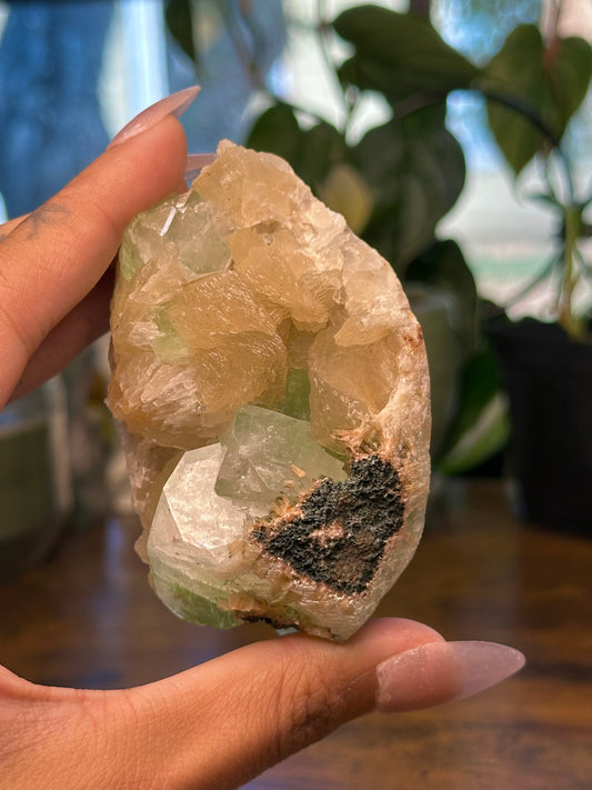 Green Apophyllite with Peach Stilbite 36