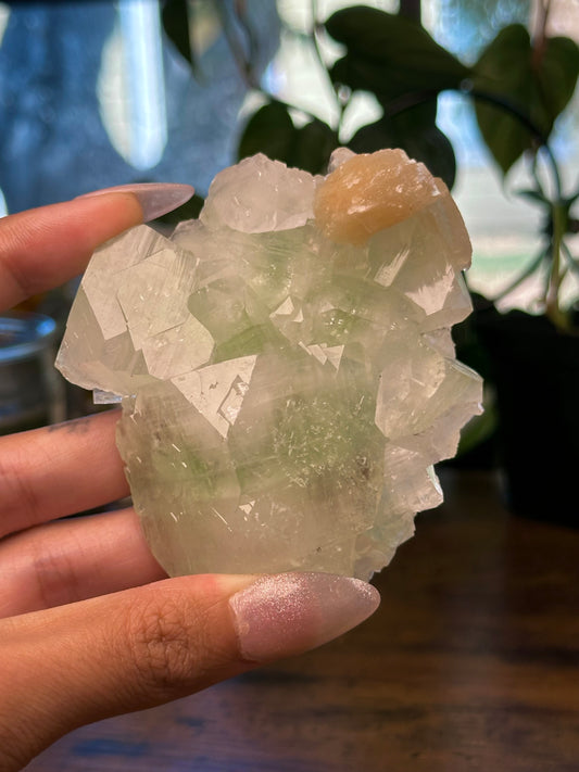 Green Apophyllite with Peach Stilbite 47